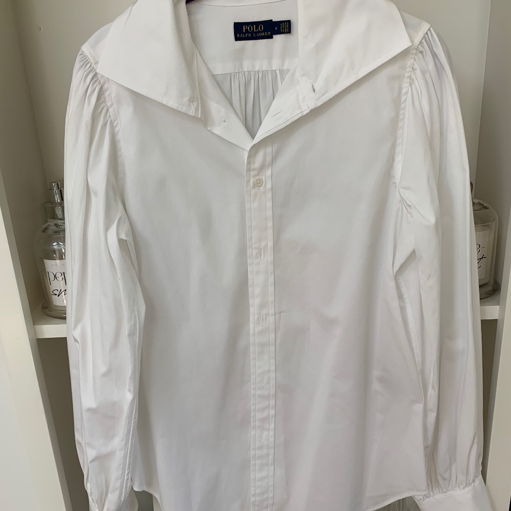 Crisp white cotton button down shirt